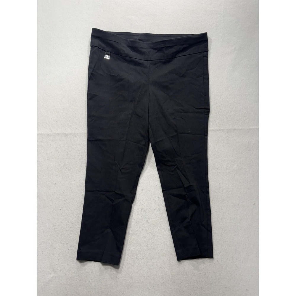 Rafaella Dress Pants Womens 14 Black Twill Straight Leg Pull On Comfort Stretch